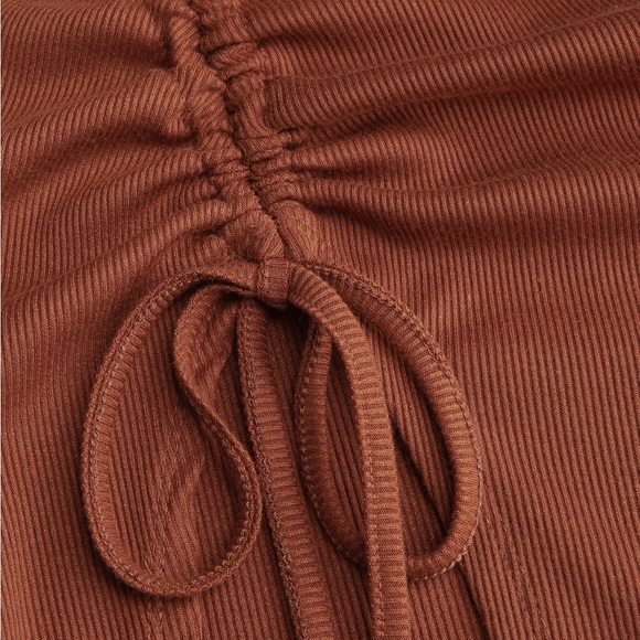 Cider Drawstring Brown Midi Skirt - Picture 3 of 9